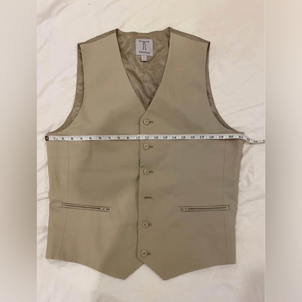 Tristan Beige Suit Vest Size XL – Dress Vest, Wedding & Office - Picture 4 of 5